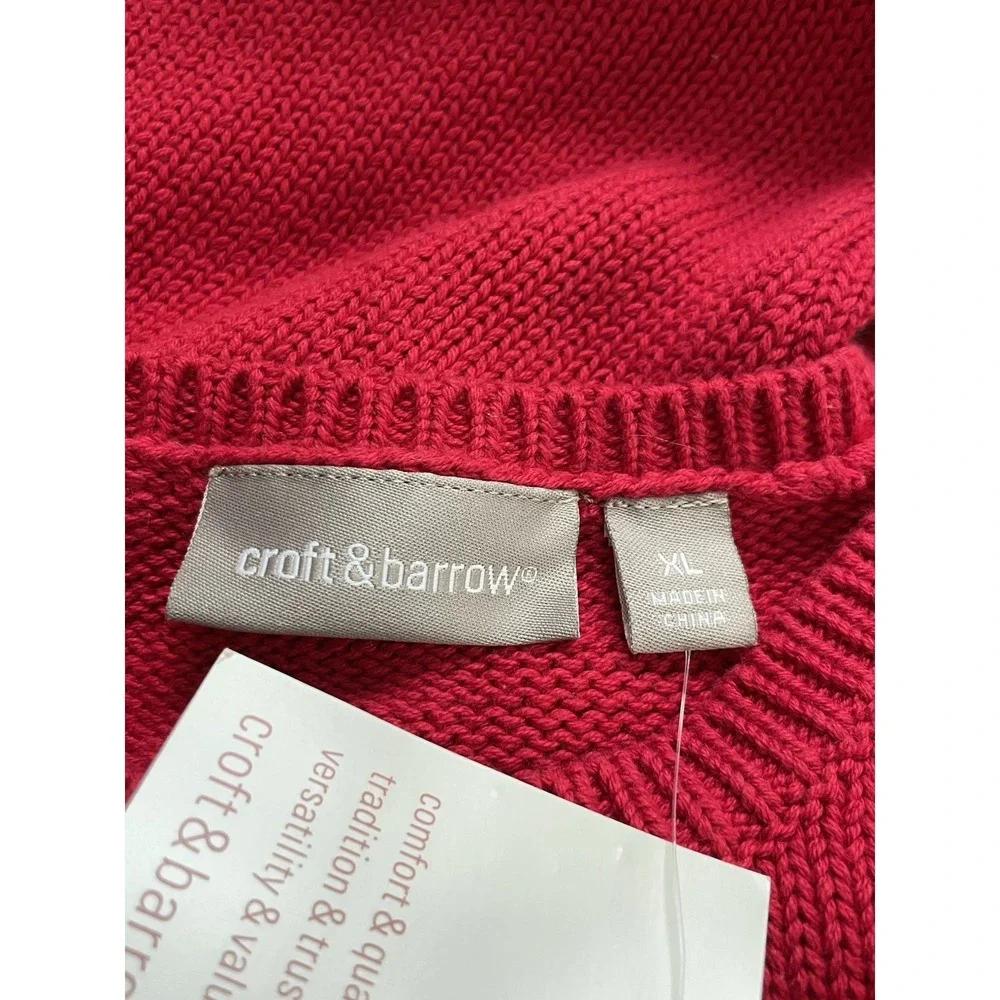 NWT Croft & Barrow Womens XL‎ Sweater Red Tight Knit Crew Neck - Picture 5 of 11